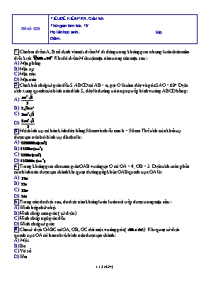 Đề kiểm tra 15 phút môn Giải tích - Đề số 024